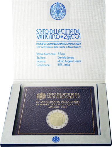 2022 г. Ватикана Папа Павел VI - монета от 2 евро (5)