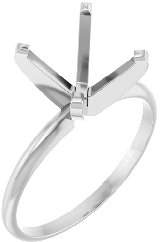 14K White 7 x 7 mm Square Ultra-Lightweight Solitaire Engagement Ring Mounting (1)