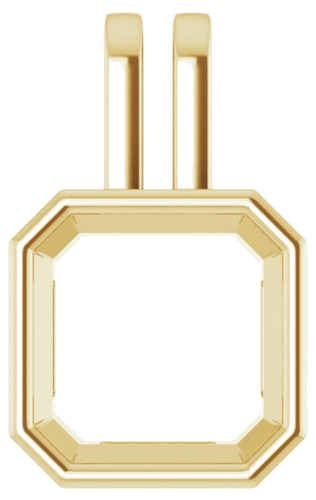 Pakabukas „Solitaire“ 750 Geltonojo Aukso Asscher 9mm (1)