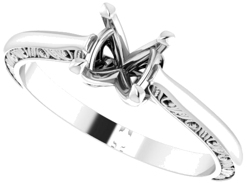 14K White 5.8 mm Round Sculptural Engagement Ring Mounting (5)