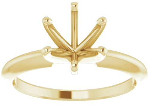 14K Yellow 7.3-7.7 mm Round 6-Prong Comfort-Fit Solitaire Ring Mounting (3)