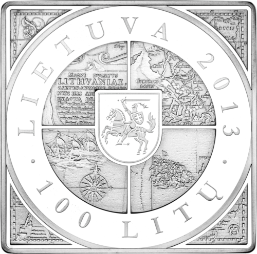 2013 Map of LDK 400 years Lithuania 100 litas silver coin (2)
