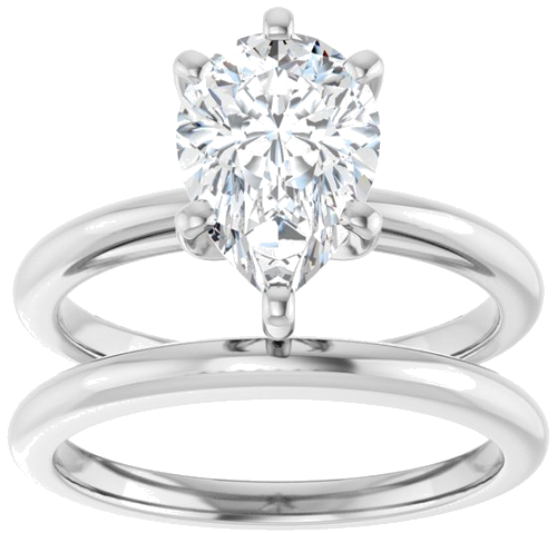 14K White  10x7 mm Pear Solitaire Engagement Ring Mounting (8)