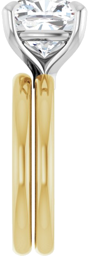 14K Yellow White 10x10 mm Cushion Solitaire Engagement Ring Mounting (8)