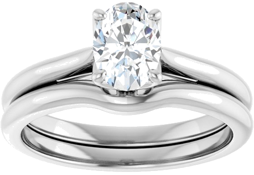 10K White  7x5 mm Oval Solitaire Engagement Ring Mounting (8)