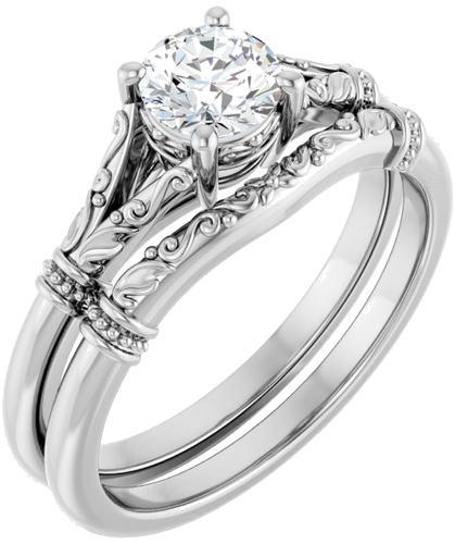 Sterling Silver 5.2 mm Round Solitaire Engagement Ring Mounting (6)