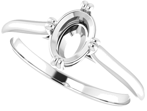 Sužadėtuvių Žiedas „Solitaire“ 750 Baltojo Aukso Oval 7mm x 5mm (5)