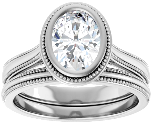 Sužadėtuvių Žiedas „Solitaire“ 585 Baltojo Aukso Oval 8mm x 6mm (8)