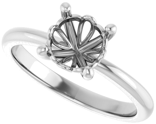 14K White 7 mm Round Solitaire Engagement Ring Mounting (5)