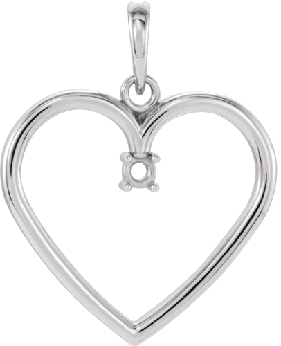 14K White 2.2 mm Round Heart Pendant Mounting (1)