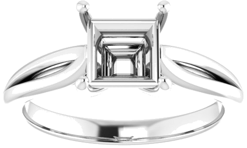 14K White 6 mm Square Engagement Ring Mounting (3)