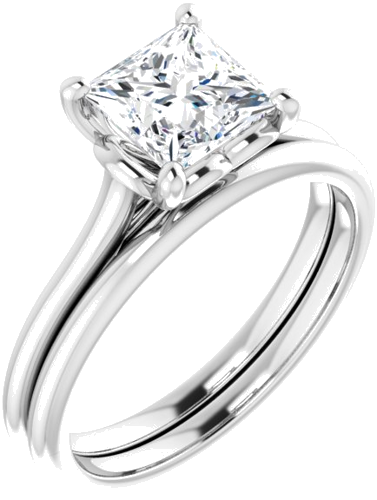 Platinum  6 mm Square Solitaire Engagement Ring Mounting (6)