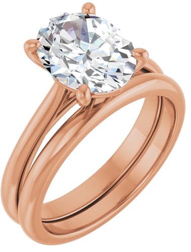 Sužadėtuvių Žiedas „Solitaire“ 585 Rožinis Aukso Oval 10mm x 8mm (6)