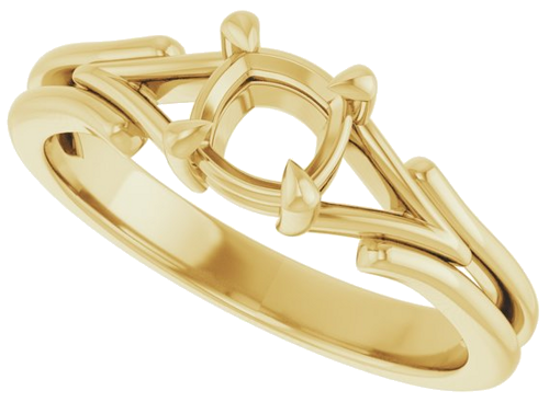 14K Yellow 5 mm Cushion Solitaire Engagement Ring Mounting (5)