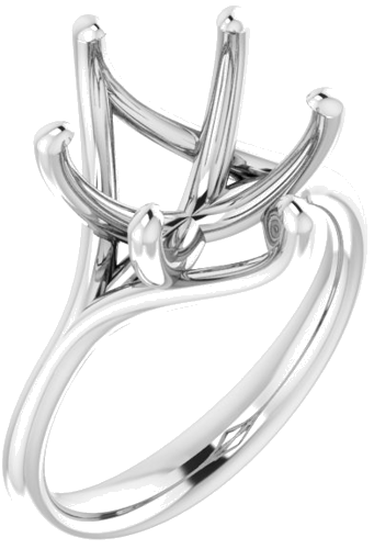 14K White 12x10 mm Oval Engagement Ring Mounting (1)