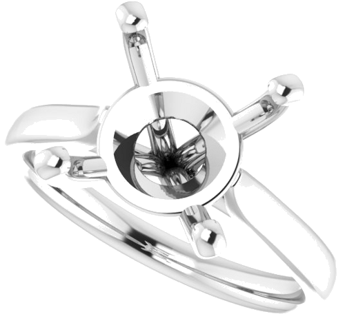 14K White 11 mm Round Engagement Ring Mounting (5)