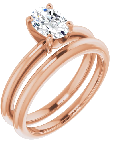 14K Rose  7x5 mm Oval Solitaire Engagement Ring Mounting (6)