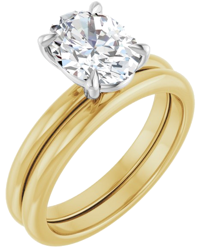 14K Yellow White 9x7 mm Oval Solitaire Engagement Ring Mounting (6)