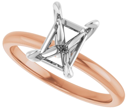 Sužadėtuvių Žiedas „Solitaire“ 585 Baltojo Ir Rožinis Aukso Emerald 8mm x 6mm (5)