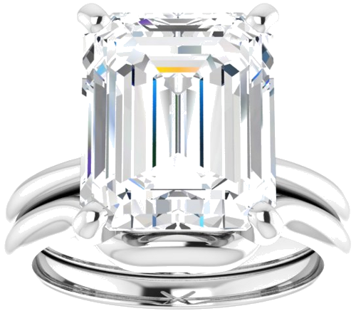 10K White  12x10 mm Emerald Solitaire Engagement Ring Mounting (8)