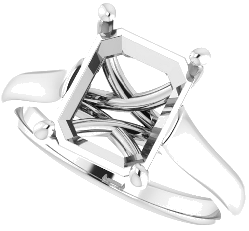 14K White 10x8 mm Emerald Solitaire Engagement Ring Mounting (5)