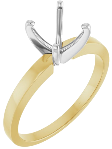 14K Yellow   White 7.3-7.7 mm Round 4-Prong Solitaire Ring Mounting (1)