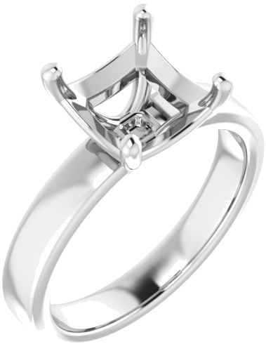 14K White 8 mm Asscher Solitaire Engagement Ring Mounting (1)