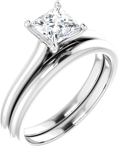 14K White 5 mm Square Solitaire Engagement Ring Mounting (6)