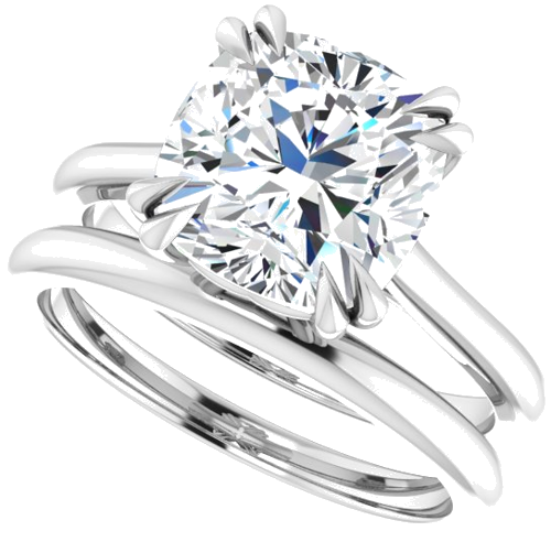 14K White 9 mm Cushion Solitaire Engagement Ring Mounting (10)