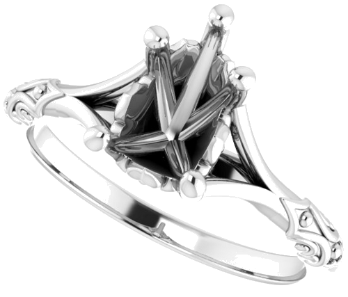 14K White 9x6 mm Pear Solitaire Engagement Ring Mounting (5)