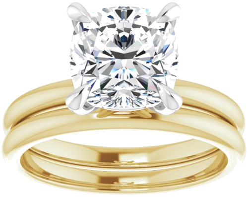 Sužadėtuvių Žiedas „Solitaire“ 585 Baltojo Ir Geltonojo Aukso Cushion 8mm (8)