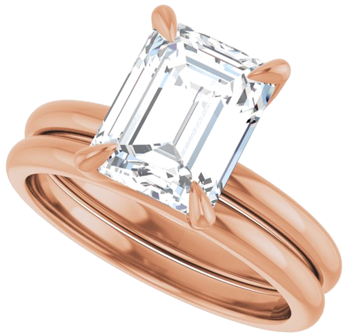 Sužadėtuvių Žiedas „Solitaire“ 585 Rožinis Aukso Emerald 9mm x 7mm (10)