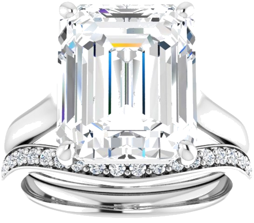 14K White 12x10 mm Emerald Solitaire Engagement Ring Mounting (8)