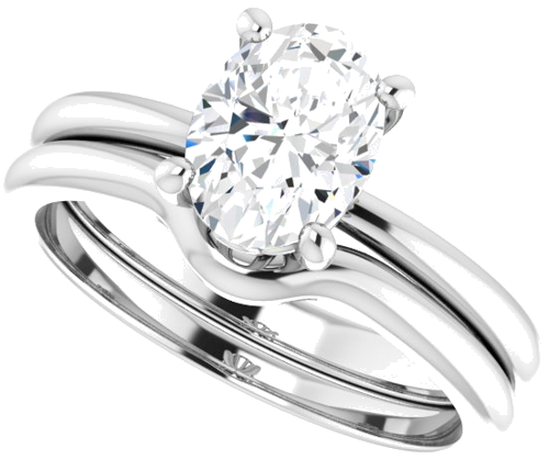 Sužadėtuvių Žiedas „Solitaire“ 585 Baltojo Aukso Oval 8mm x 6mm (10)