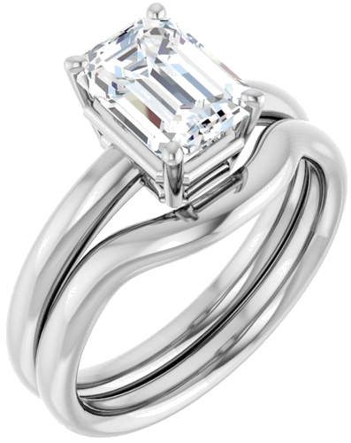 14K White 8x6 mm Emerald Engagement Ring Mounting (6)