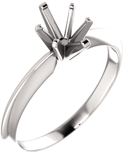 Platinum 7x5 mm Oval 6-Prong Solitaire Engagement Ring Mounting (1)