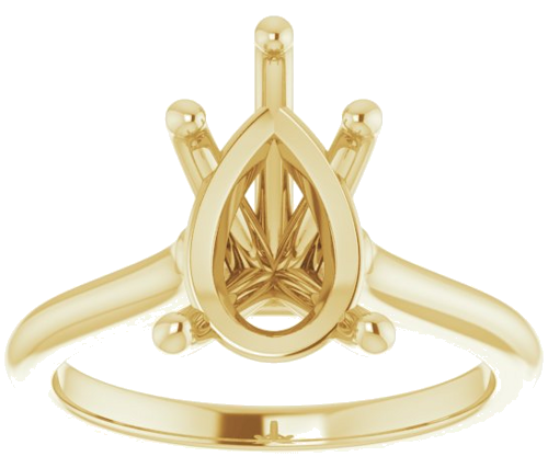 14K Yellow 12x8 mm Pear Solitaire Engagement Ring Mounting (3)