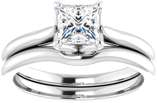 Sužadėtuvių Žiedas „Solitaire“ 585 Baltojo Aukso Square 5mm (8)