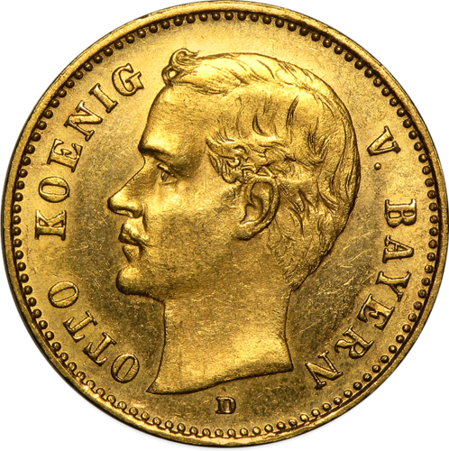 10 Markių Otto auksinė moneta Bavarija Vokietijos imperija (1)