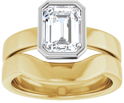 14K Yellow White 8x6 mm Emerald Solitaire Engagement Ring Mounting (8)