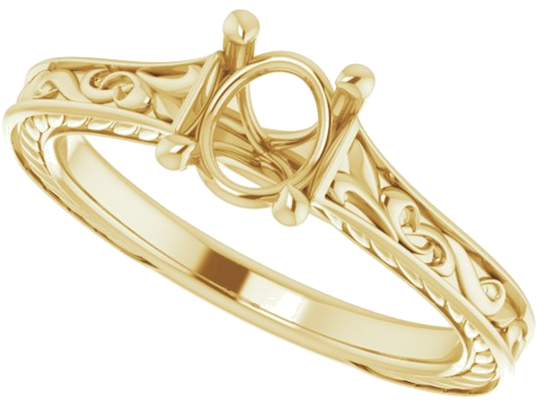 14K Yellow 7x5 mm Oval Engagement Ring Mounting (5)