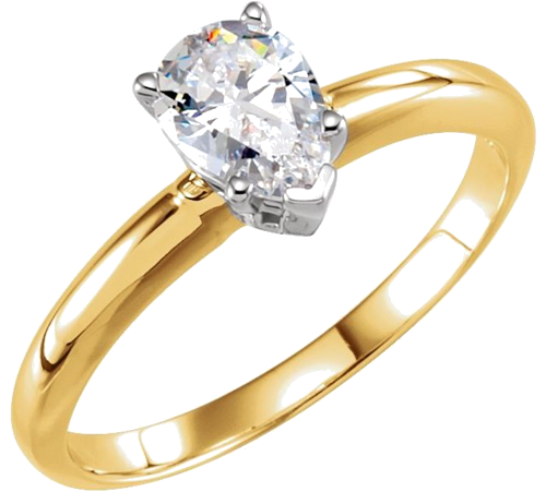 14K Yellow   White 8x5 mm Pear 5-Prong Solitaire Ring Mounting (3)