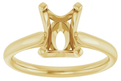 14K Yellow 8x6 mm Emerald Solitaire Engagement Ring Mounting (3)