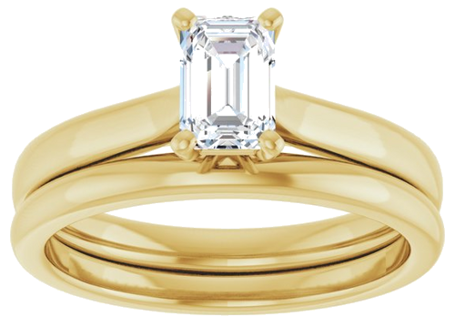 10K Yellow 6x4 mm Emerald Engagement Ring Mounting (8)