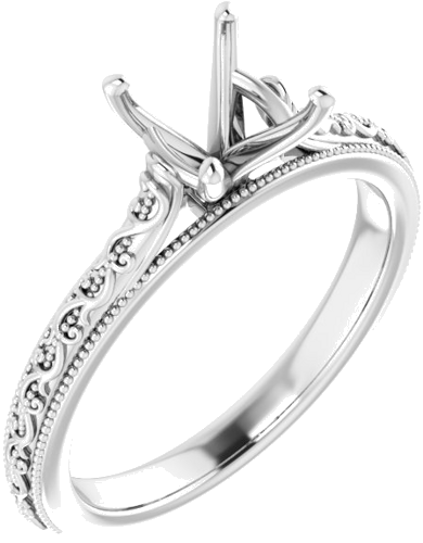 Sužadėtuvių Žiedas „Solitaire“ 585 Baltojo Aukso Round 7mm (1)