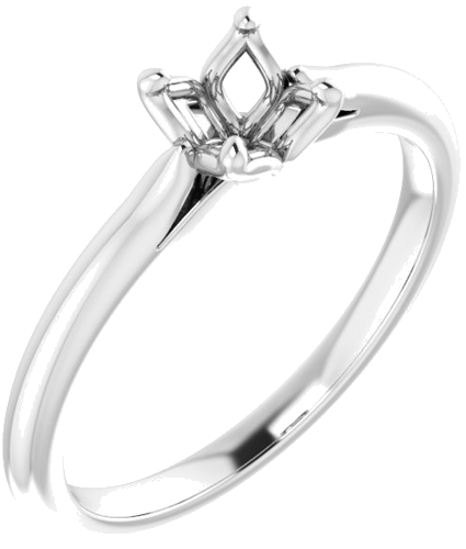 Sužadėtuvių Žiedas „Solitaire“ 14k white gold Square 4mm (1)