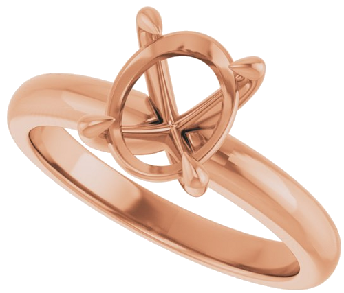 14K Rose 9x7 mm Oval Solitaire Engagement Ring Mounting (5)