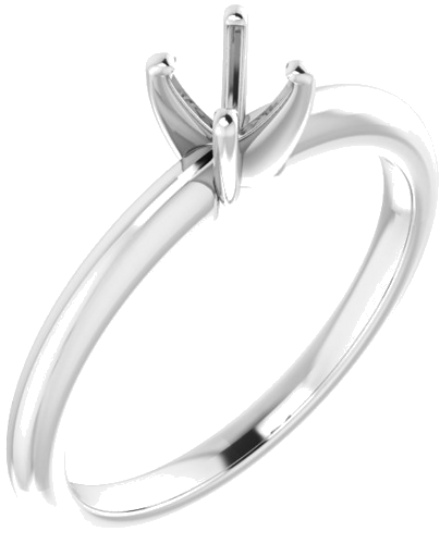 14K White  4.4 mm Round Solitaire Engagement Ring Mounting (1)