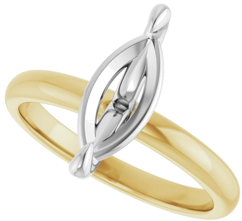 14K Yellow White 12 x 6 mm Marquise Engagement Ring Mounting (5)