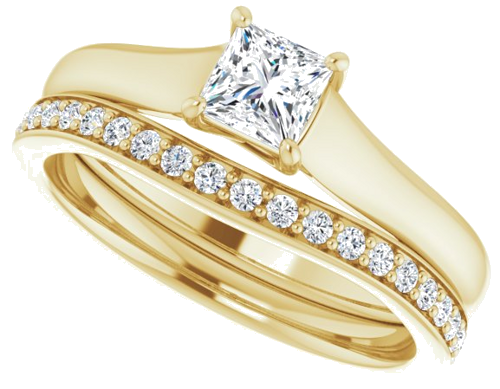 Sužadėtuvių Žiedas „Solitaire“ 585 Geltonojo Aukso Square 4mm (10)